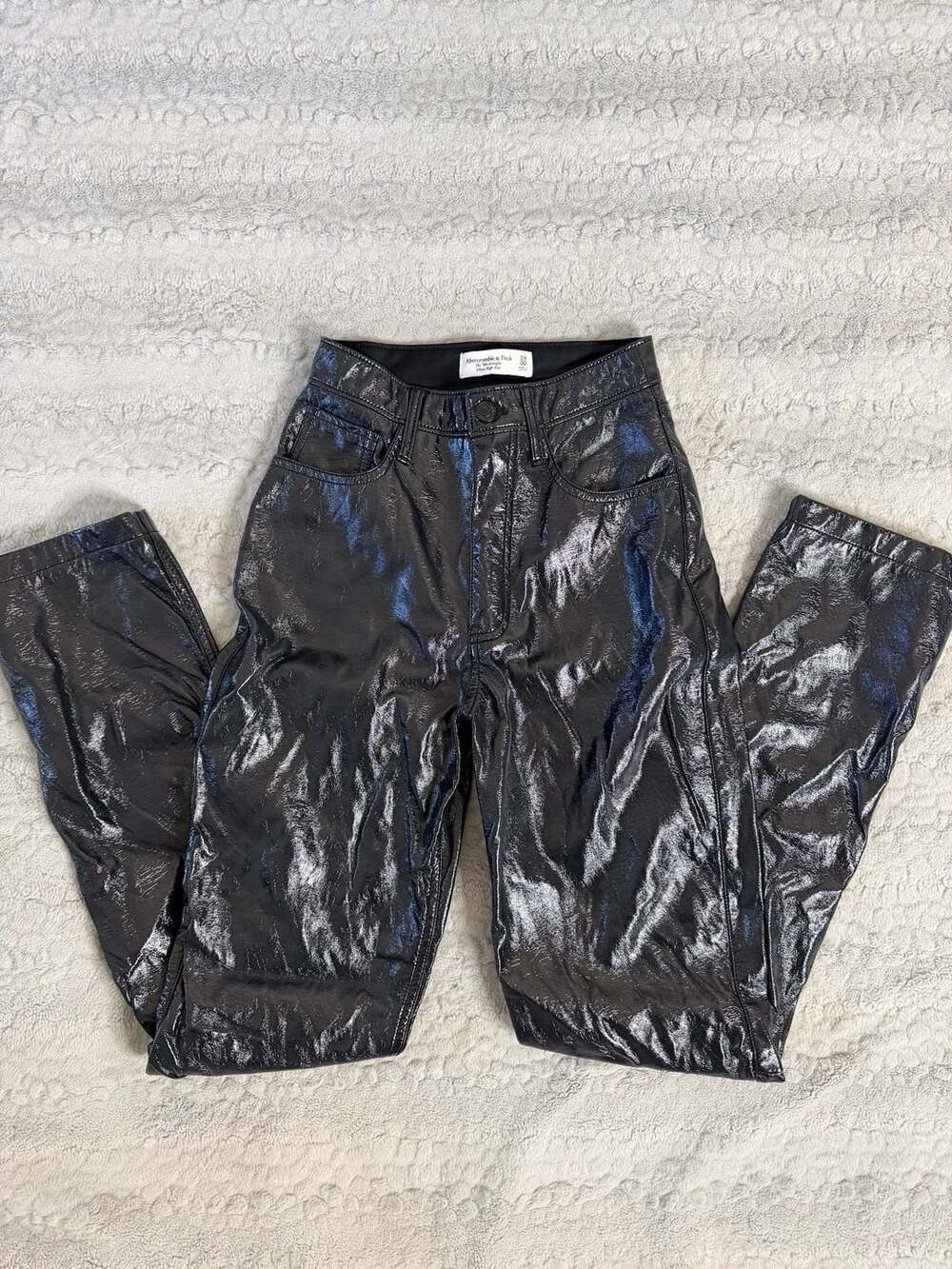 Abercrombie & Fitch Curve Love '90s Straight Ultra High Rise Faux Leather Pants